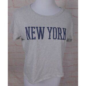 Hollister Women’s New York Crop Tee Size L Gray Graphic T-Shirt